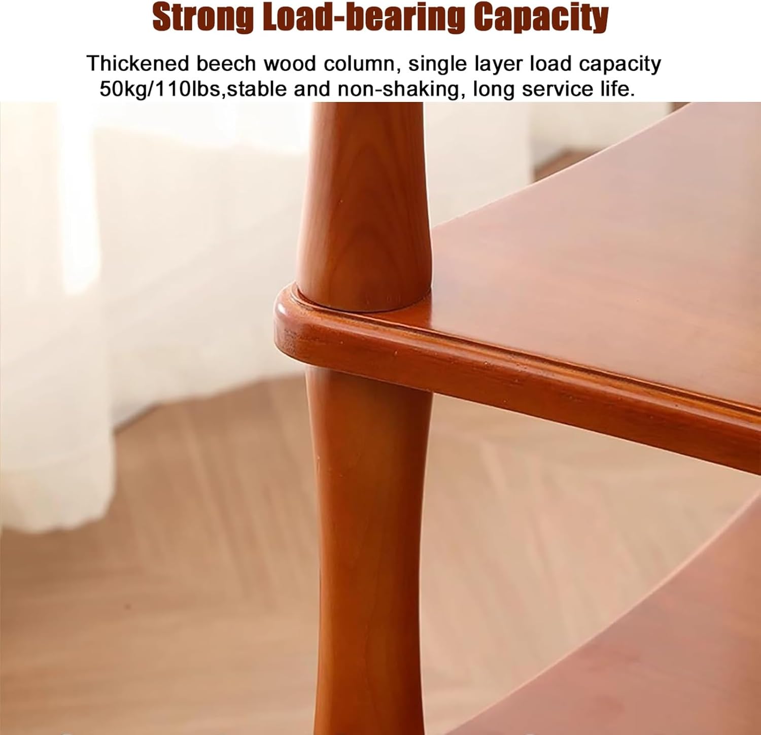 HOFSSI 3 -Tier AV Component Media Stand Audio/Video Component Cabinet Open Multi-Function Storage Shelves with Wooden Shelf for TV