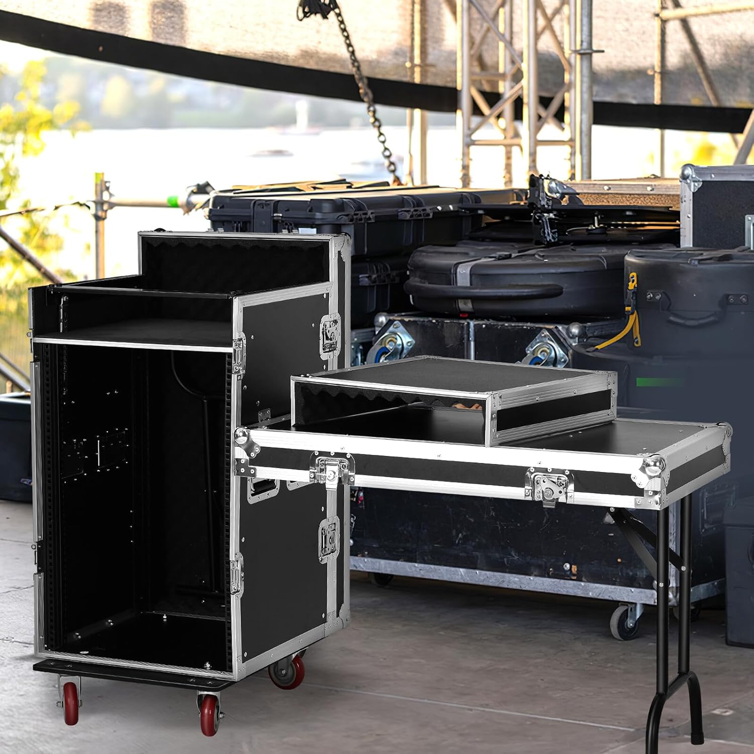 gklwVSlwv Dj Table for Performance Media Storage Cabinet Network Devices Rack Stereo Equipment Av Stand Audio Black
