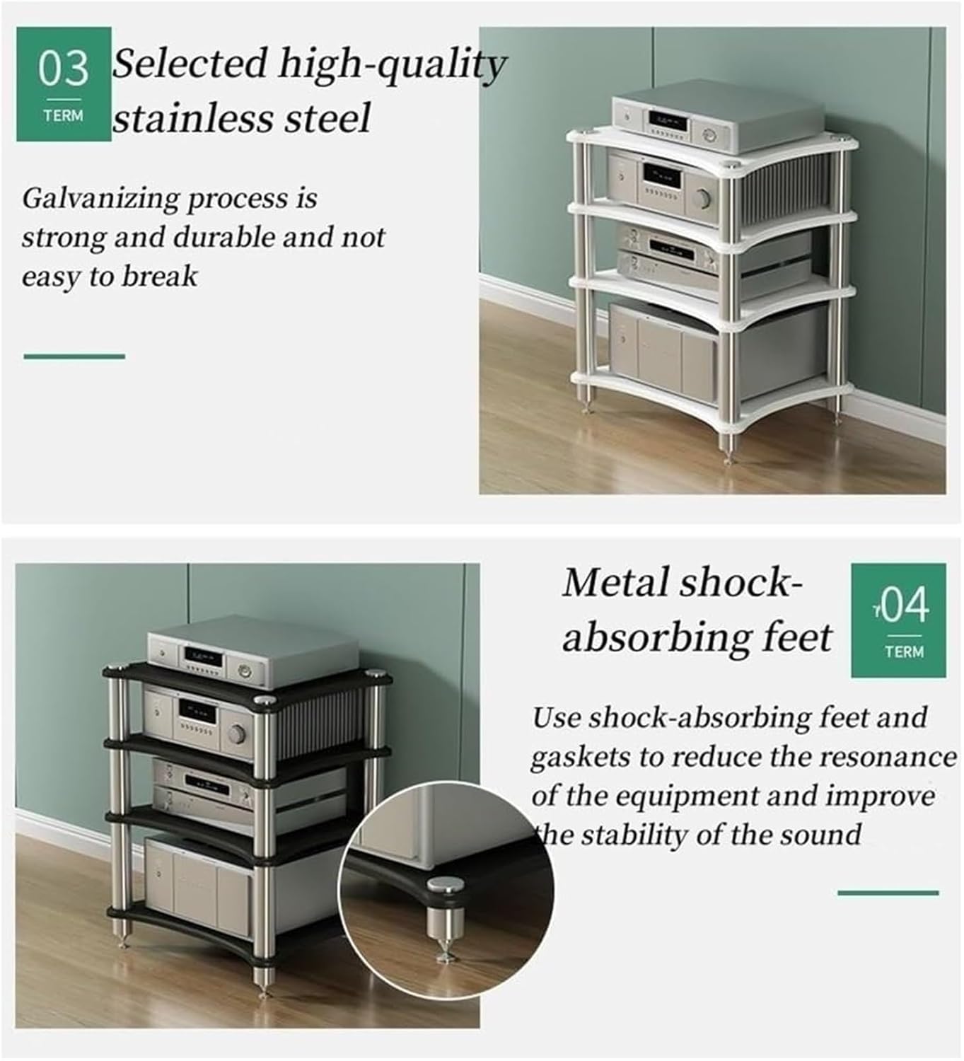 ycnbnwe 3/4 Tier av Audio Rack with Open Design