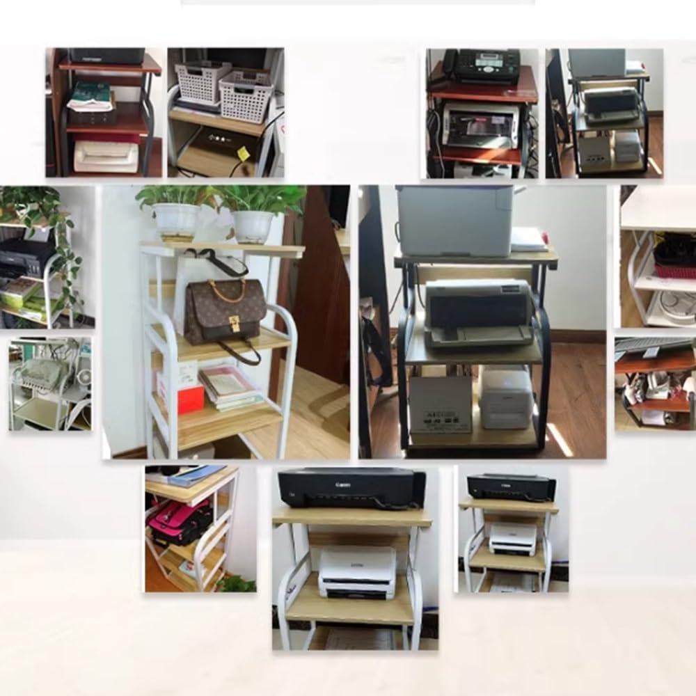 NILZA AV Media Stand CD Player Stand Corner Stereo Rack Corner 3 4 Tier Audio Cabinet TV Stand Media Storage Cabinet With Brake Wheel Audio Storage Shelves For Theater Recording Room(Black+Teak