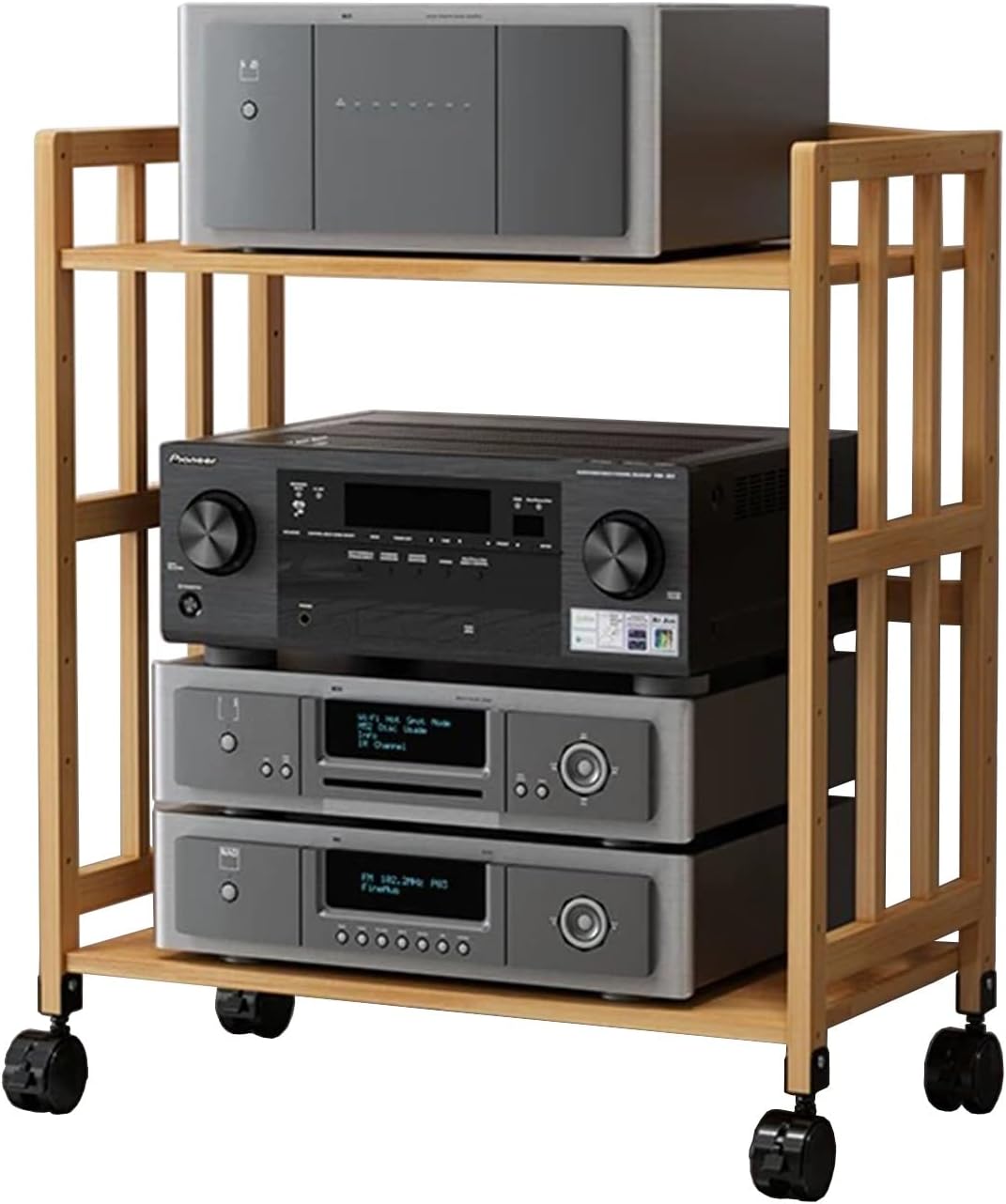 QUANGJN 2-Tier Media Stand with Wheels