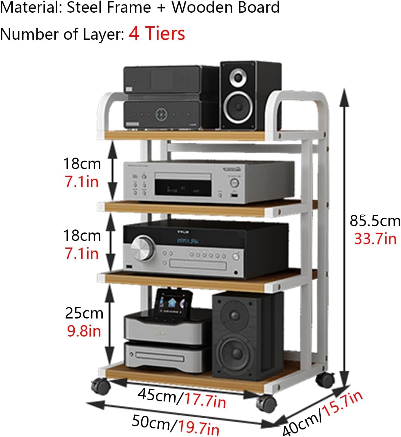 ZJKXJH Black Record Player Shelf Movable