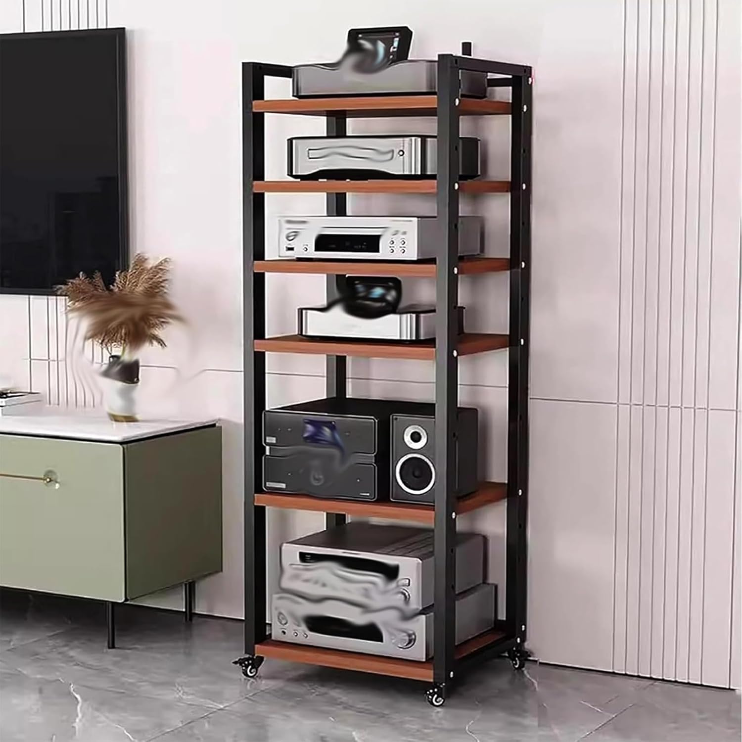 6-Tier Adjustable Corner Record Player Stand/AV Cabinet