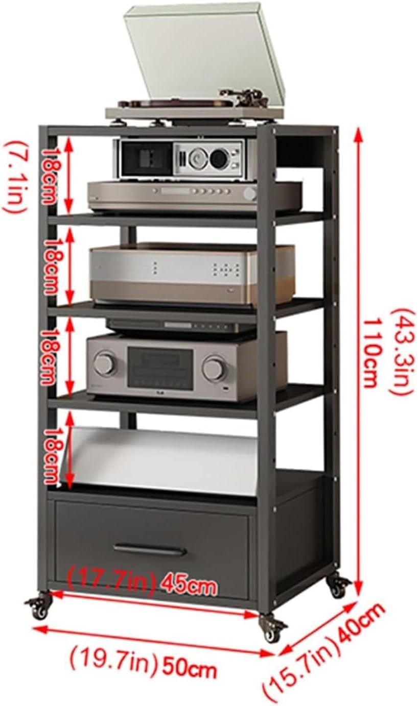 XingLi Multi-Tier Audio Rack with Drawer Amplifier Stand