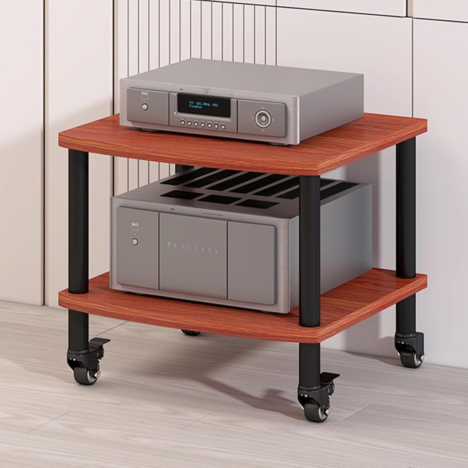 Walnut 2/3/4-Tier AV Media Stand - Vinyl Record Player Storage Shelf