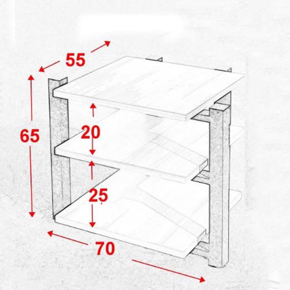 BIUBPW 3 Tier Media Stand Wooden Corner Shelf AV Component Cabinet Metal Frame Stereo Audio Rack CD/DVD Player Stand for Theater Recording Room(Teak)