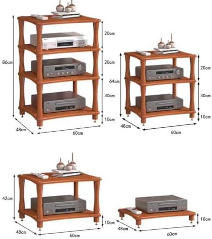 UYCVT Stylish Stereo Cabinet for Home Office - HiFi Rack & Record Player Stand 2-Tier Corner Shelf for Audio Video Game & DVD Storage - Clear Varnish Finish-Black Walnut Color-2 Tier