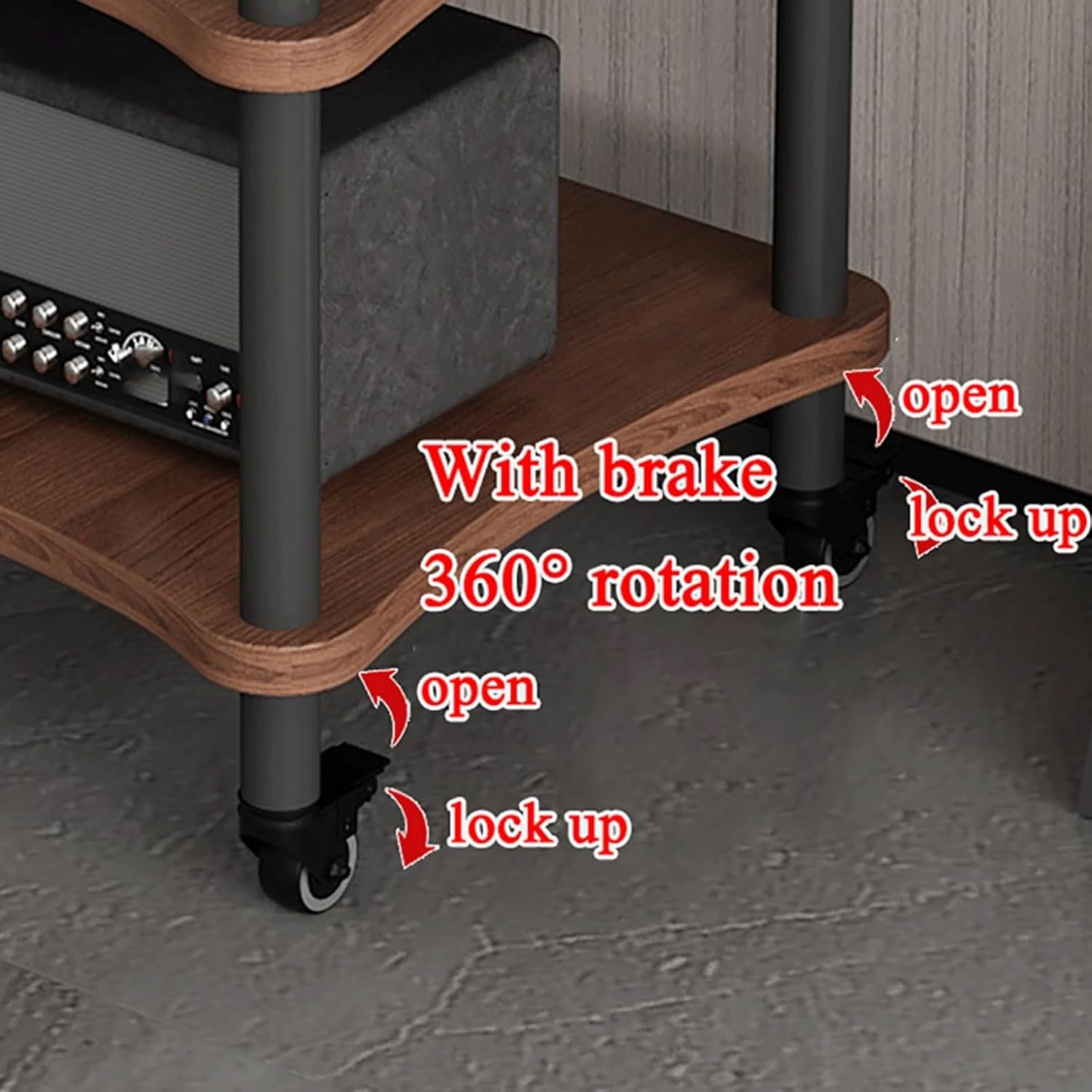 XMFBSY Medios Audio-Video Media Stand Modern Home Stereo System Entertainment Components Cabinet Heavy Duty Audio Rack Tower with Wheels for Home Organizer(Brown