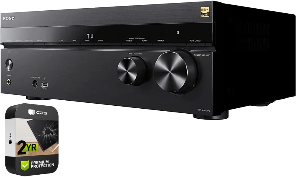 Sony STR-AN1000 7.2 Channel Home Theater 8K A/V Receiver (Renewed) Bundle with 2 YR CPS Enhanced Protection Pack