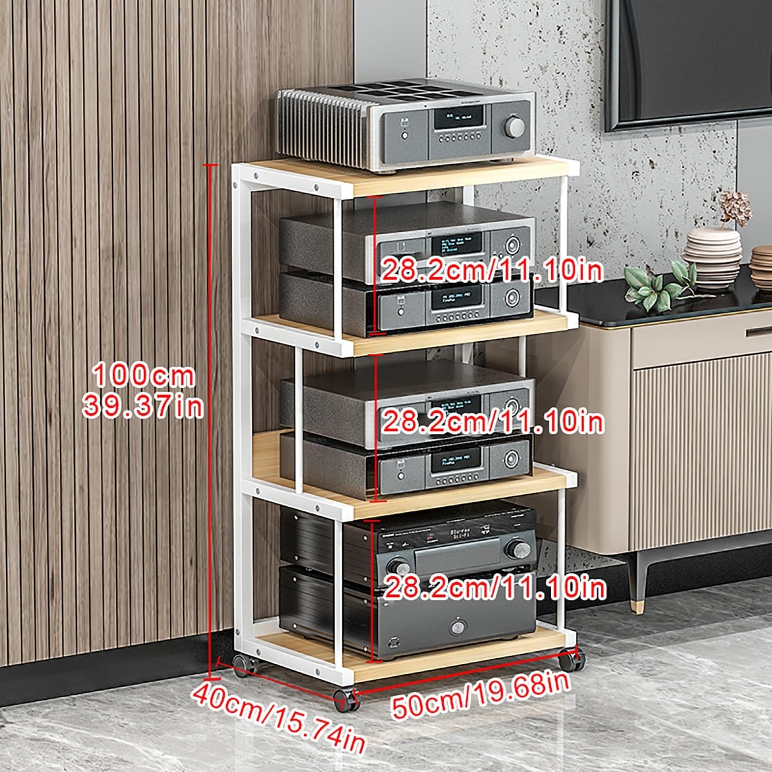 Wooden Display Cabinet with Wheels