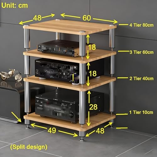 4-Tier Walnut AV Stand Shelf