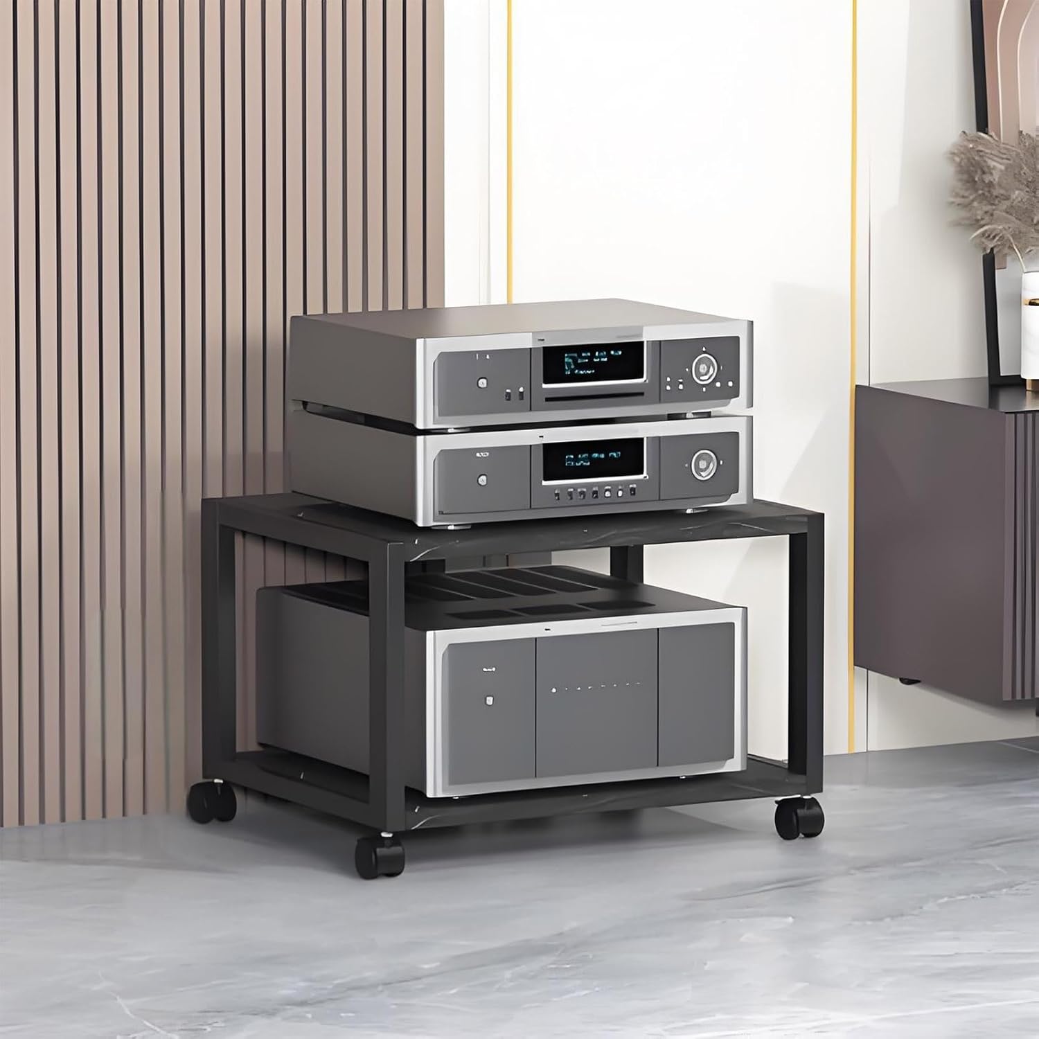 360 Rotating Audio Rack - Modern Media Stand Cabinet