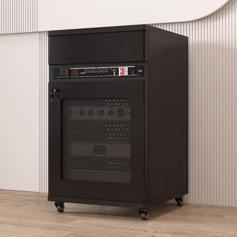 Diodceraic Heavy Duty 12U Audio Rack On Wheels - Professional Studio & Home Theater Equipment Cabinet for Amplifier