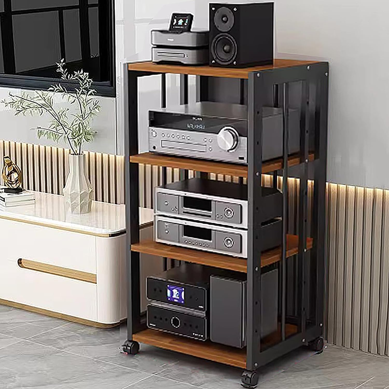 FZYUAN Audio-Video Media Stand with Adjustable Shelves