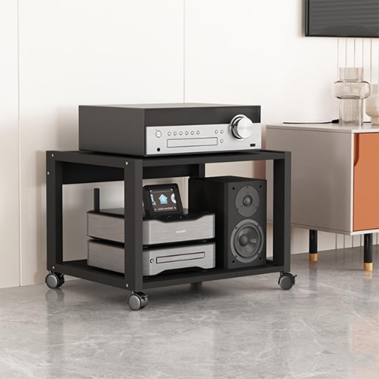 HYDTGZ 2/3 /4/5 Tier AV Media Stand Audio/Video Component Cabinet Floor-Standing Movable Storage Shelf for Home/Office/Theater