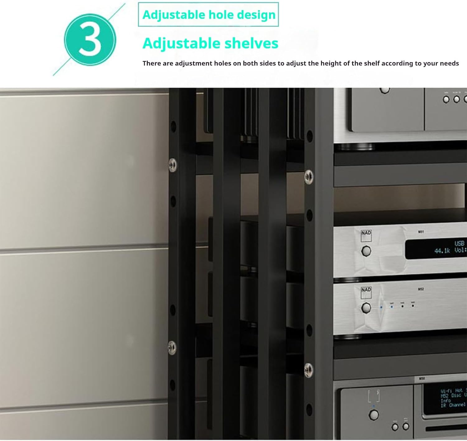 Zdlopteron 4 Tier Metal Stereo Media Stand with Adjustable Shelves