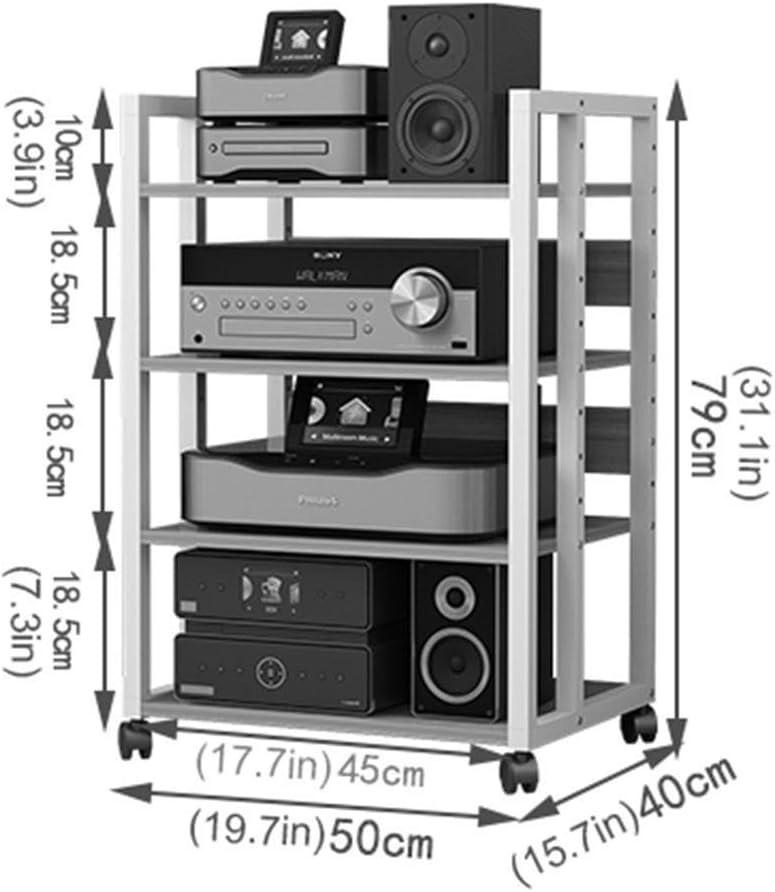 3/4/5/6-Tier AV Media Stand Audio Rack with Wooden Shelf and Steel Frame