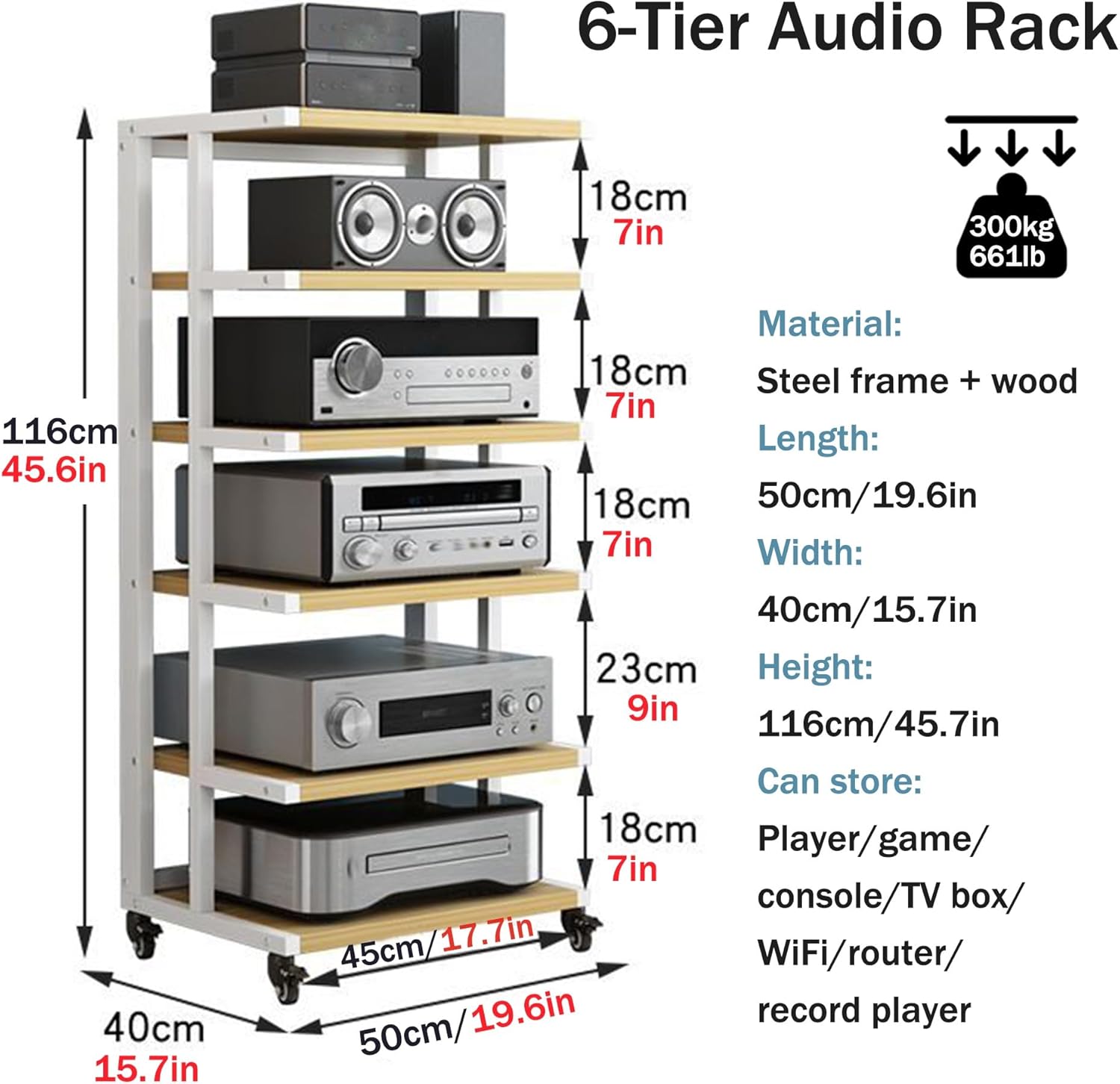 6 Tier Stereo Rack