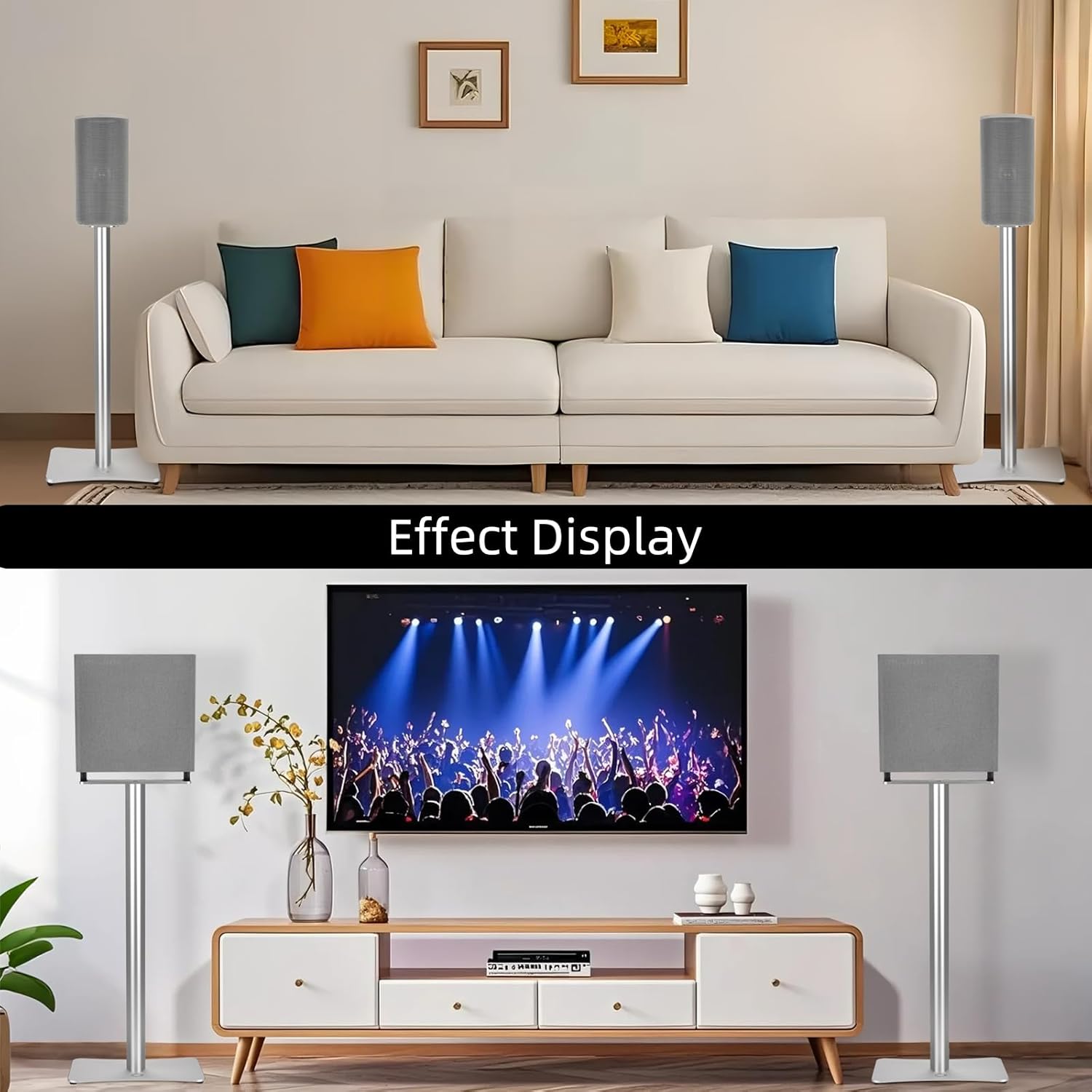 Speaker Stands Pair - Floor Stand Mount Compatible with Sony Bravia Theatre Quad HT-A9M2 Speaker/HT-A9 Speaker/SA-RS5 Wireless Rear Speakers