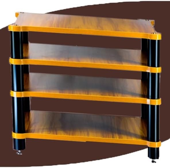 NILZA 3-Tier Audio Stand Wood Audio Stereo Rack Media Stand HiFi Rack Audio/Video/Media Components Cabinet Corner TV Stand with Shock-Absorbing Pads(60x48x50.5cm/23.6x18.9x19.8)