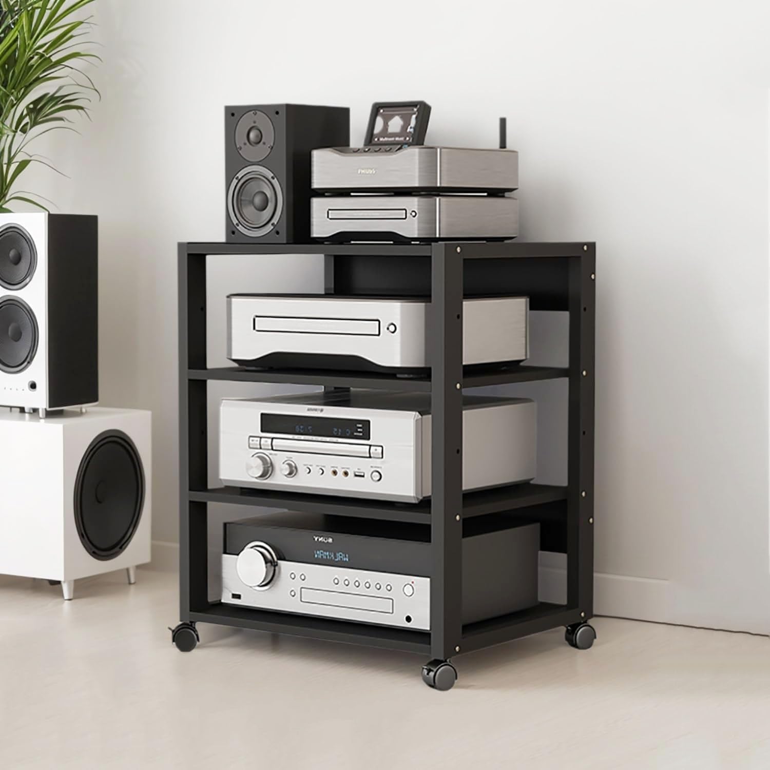3/4/5 Tier Audio-Video Media Stand with Adjustable Shelves