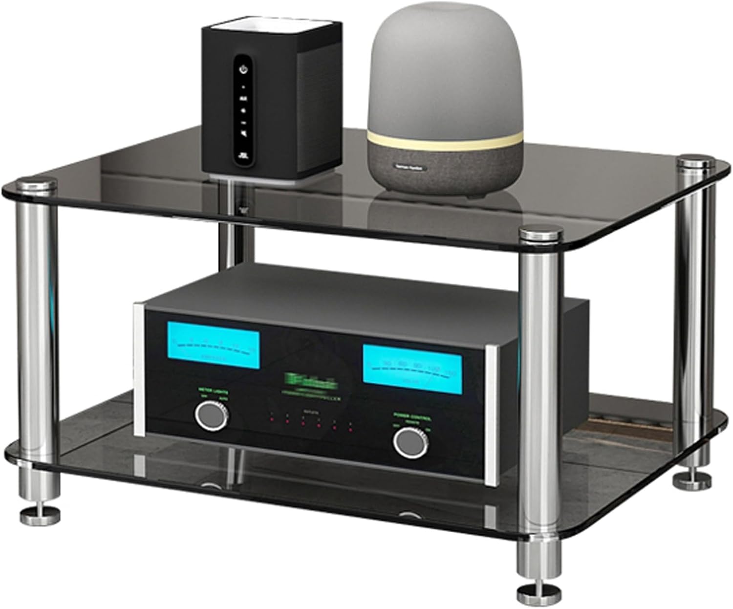 Multi-Layer Audio Rack & AV Media Stand with Tempered Glass