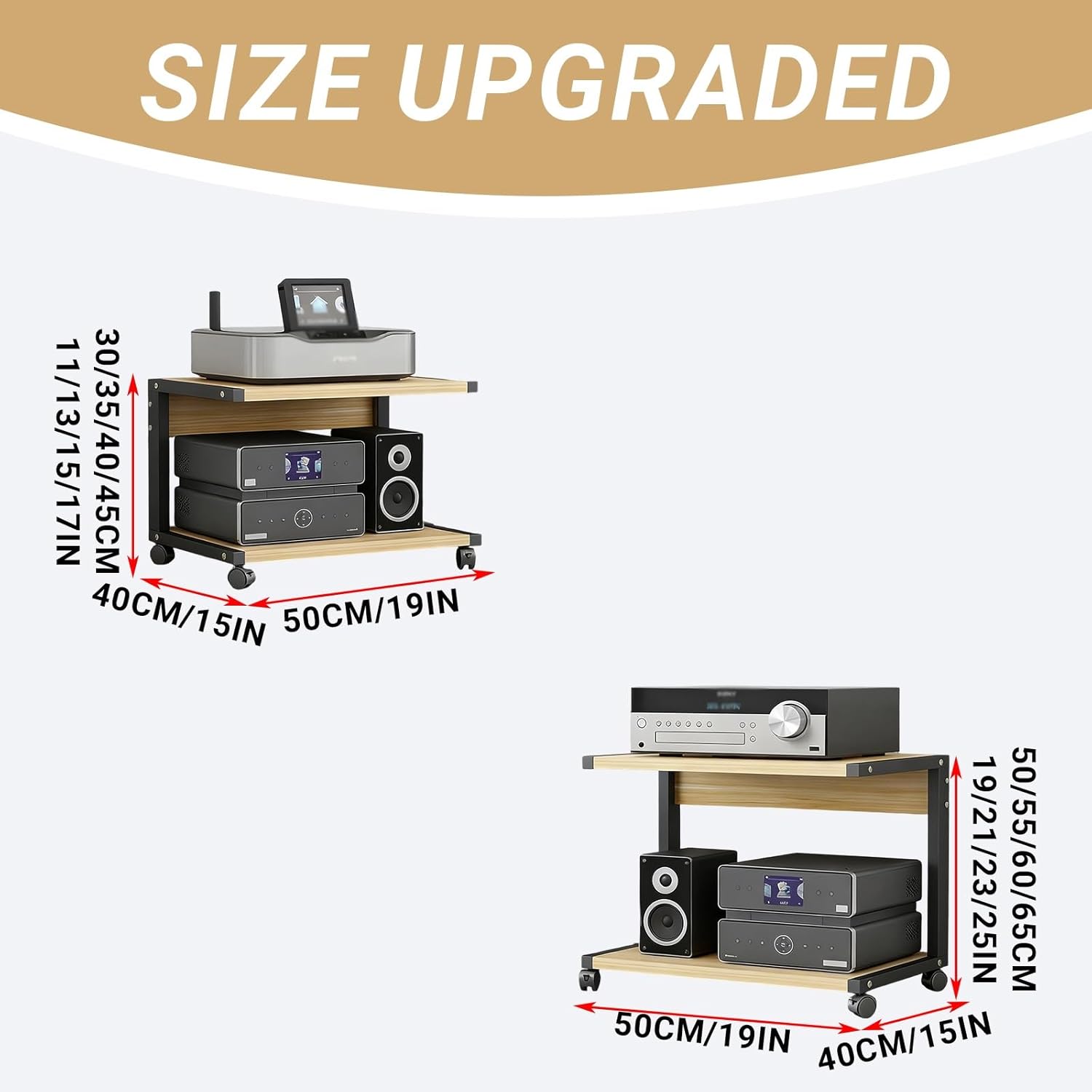 2-Tier AV Media Stand with Wheels