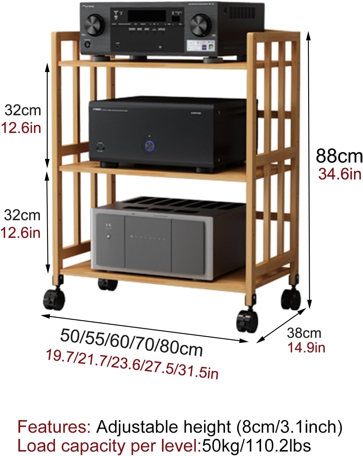 Height-Adjustable Modern AV Stand - Multi-Function Floor TV Cabinet with Open Storage Shelves