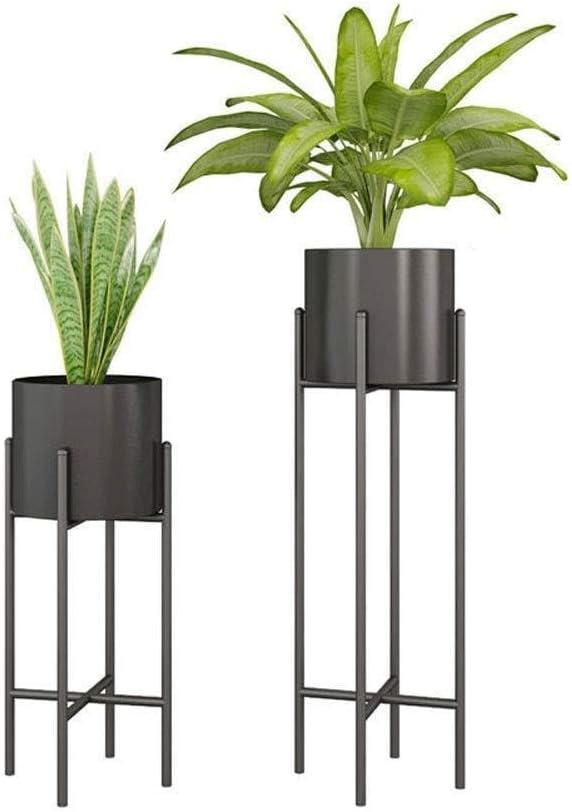 TMMLIJIPL Plant Stands Flower Supports Stereo Quadrangular Shape Plant Shelf Tin Can Display Shelf Modern Simple Decorative Flower Shelf Horticultural Shelf Y (Color :Black B Size :L) (Blue Small)