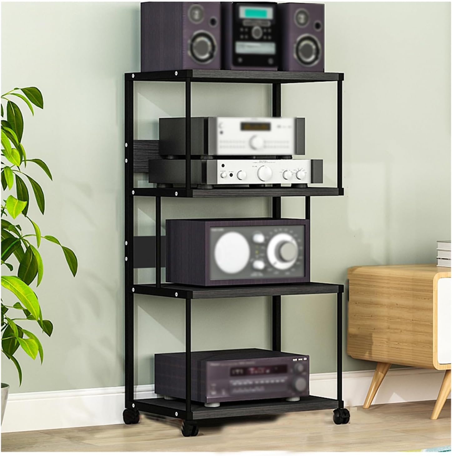 YLQFGUVWK 4 Tier AV Media Cabinet Stand Component Cabinet