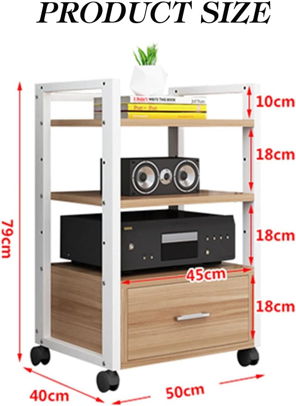 YLQFGUVWK 3 Tier Removable AV Media Cabinet Stand Component Cabinet with Drawers