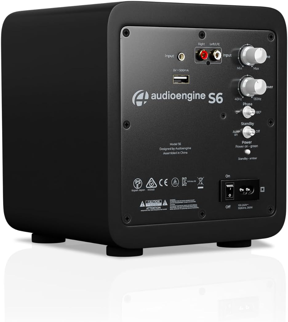 Audioengine S6 Powered Subwoofer - Mini 6 Inch 210 Watt Front-Firing TV Speaker for Music and Movie Lovers