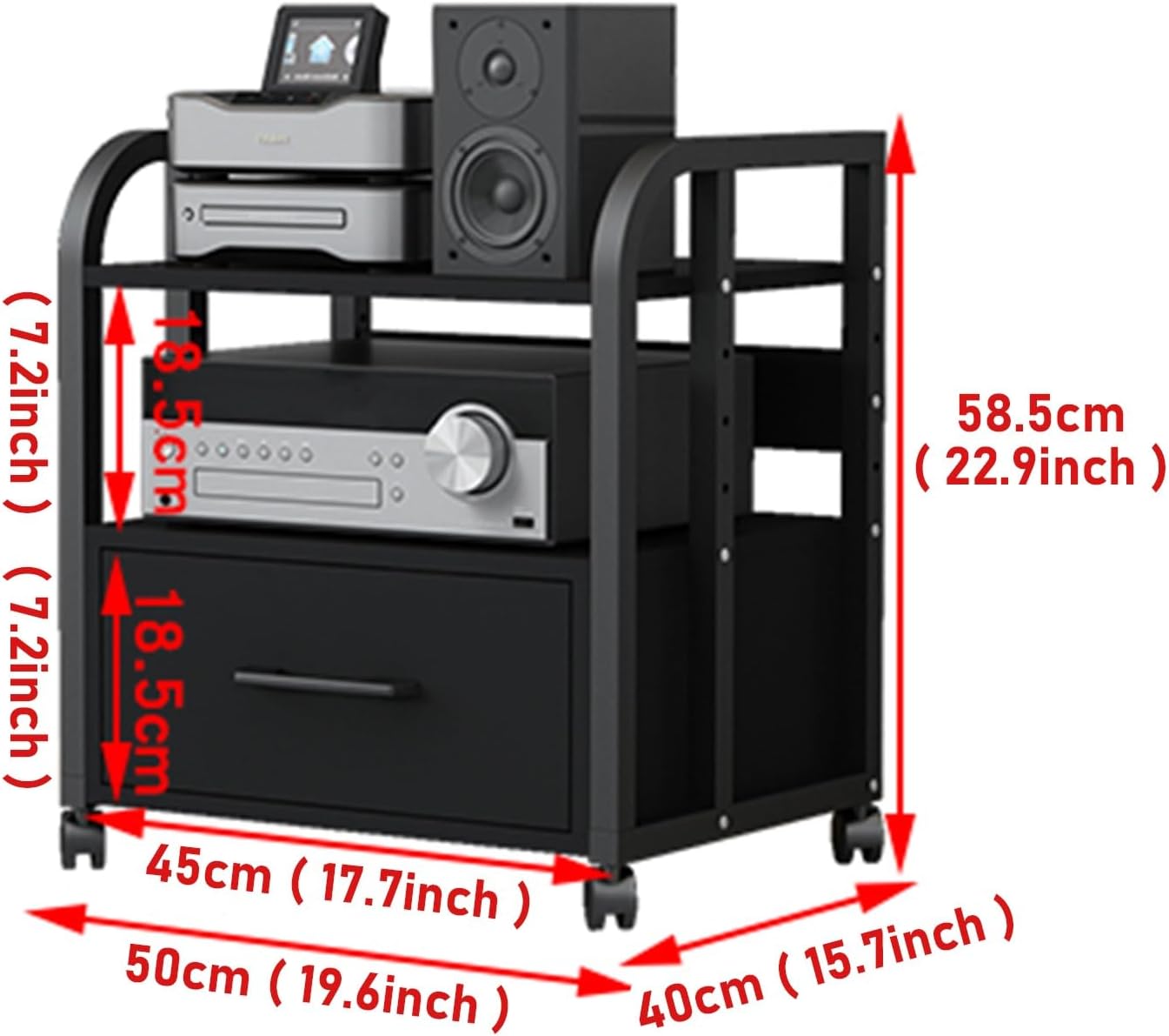 LXLZYXSF 4 3 2 Tier Mobile Stereo Components Rack AV Media Stand