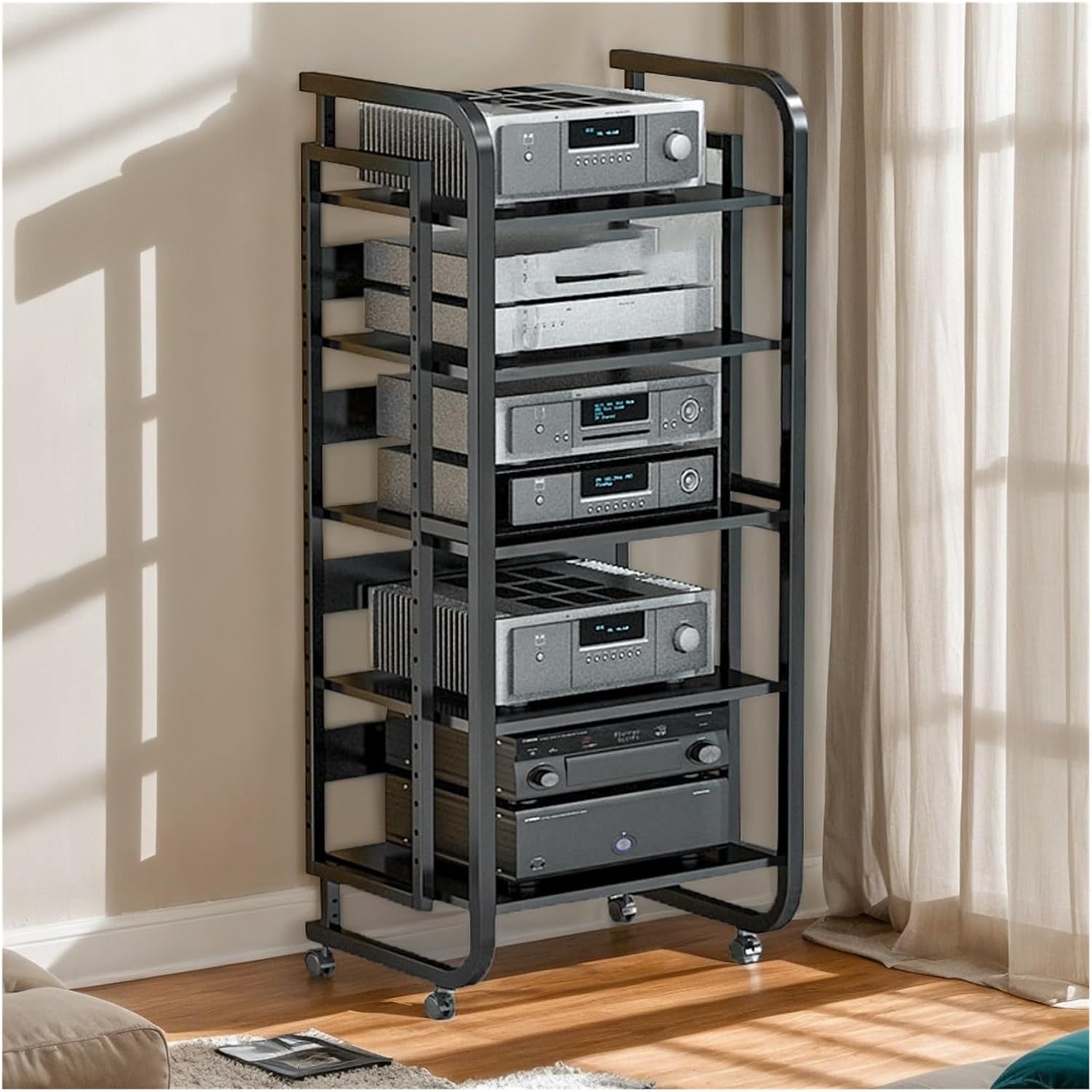 BYZOMU 5 Tier Audio Vedio Media Cabinet Record Player Furniture Rack