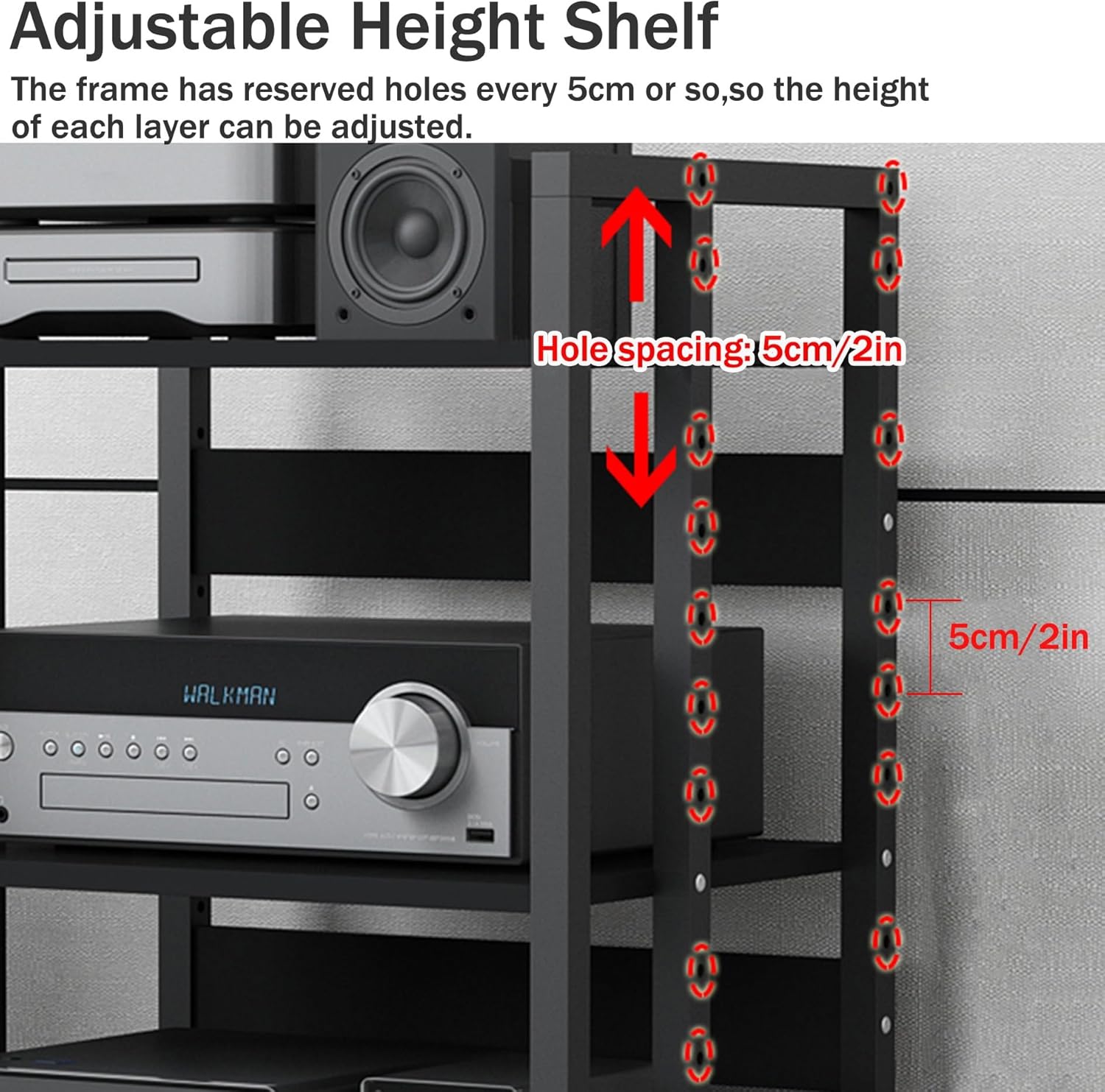 AV Media Stand with Wheels - 3-Tier Audio Rack