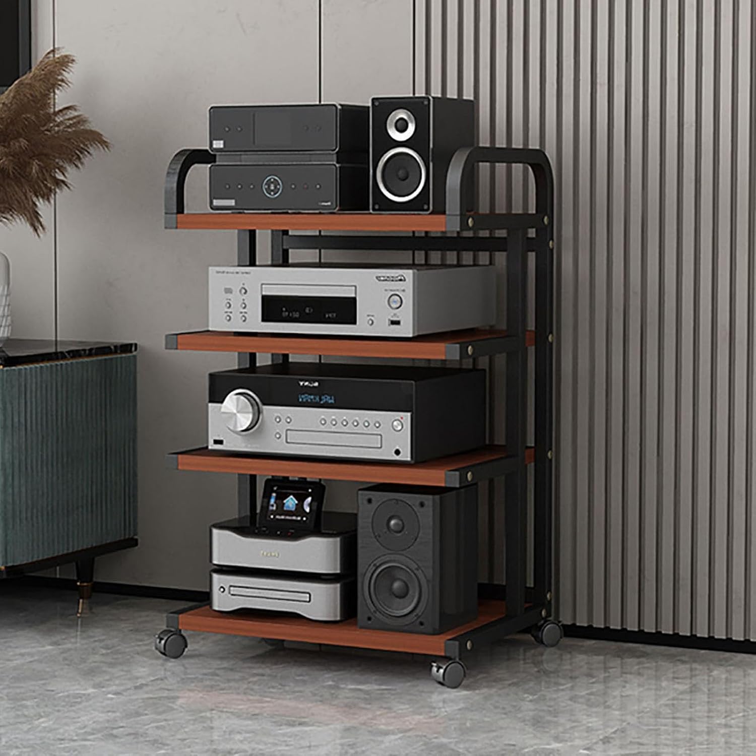 WUHUQN Media Stand 3/4/5 Tier Audio Rack CD Media Player Stand Audio/Video Component Cabinet Floor-Standing Multi-Function Shelf Cabinet for Home/Office/Audio Video/DJ/Theater 3 Styles Available