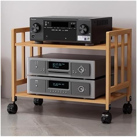 2 3 4 5 Tier Stereo Rack System Cabinet with Height-Adjustable Shelf & Wheels
