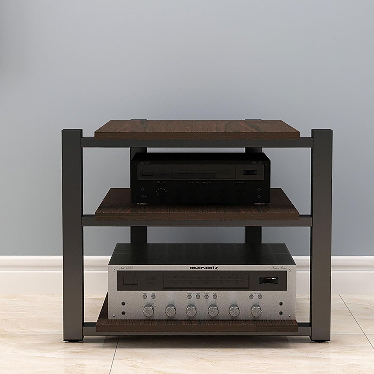 XDOPIRRS Open Wooden Audio Rack