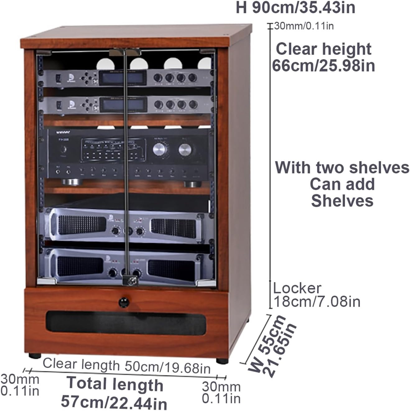 Vintage Wooden Media Cabinet for Record Player & Stereo