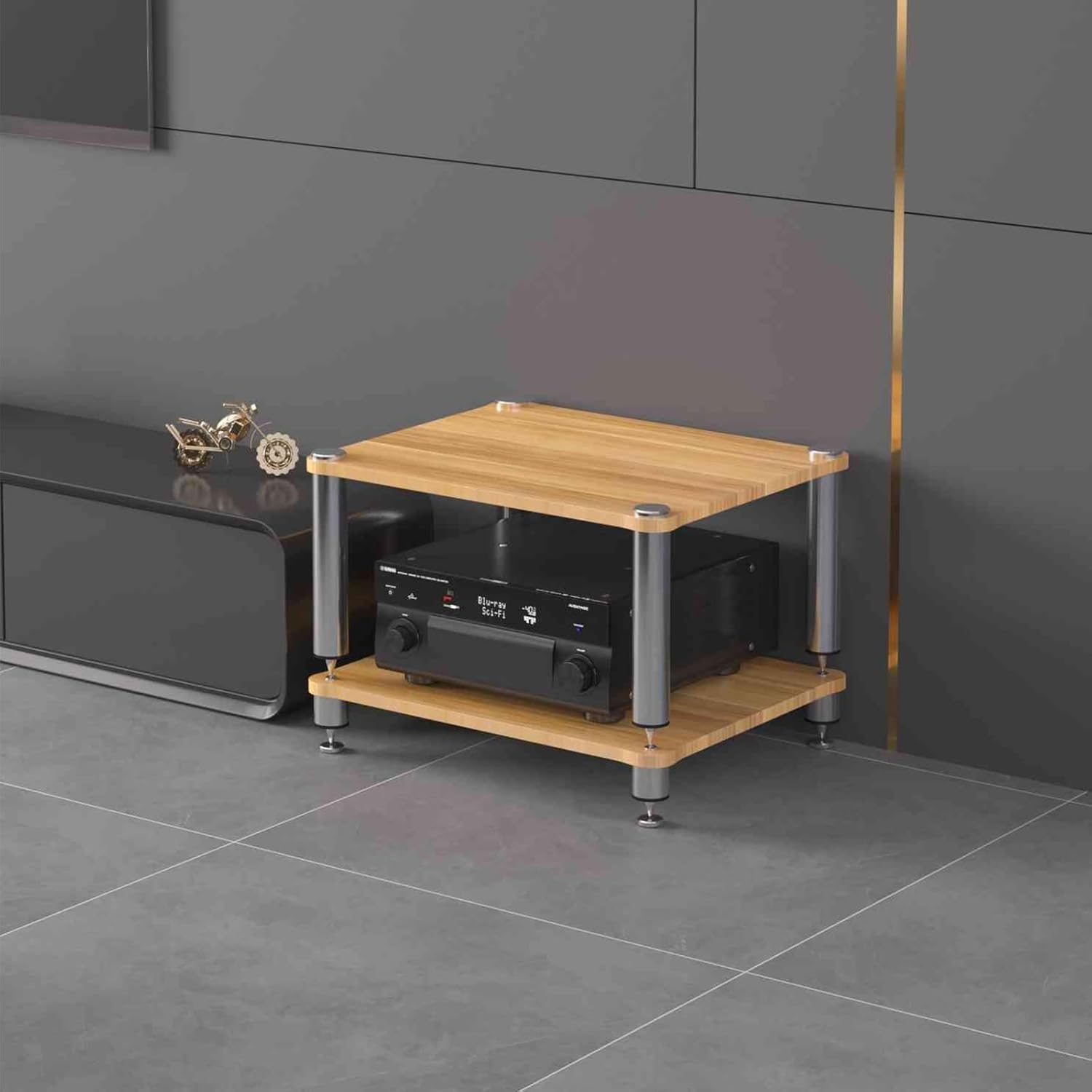 KUKIXKK Gaming Shelf 4-Tier Media Stand Corner Shelf Entertainment Stereo Components Rack