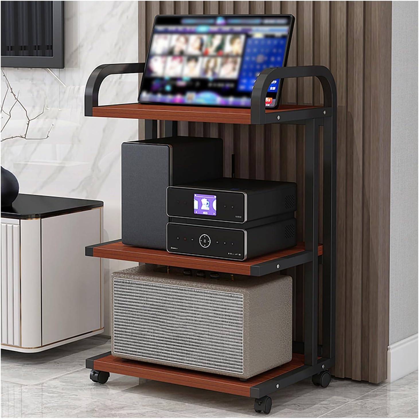 YLQFGUVWK 3-Layer Removable AV Media Stand CD Player Stand Stereo Component Storage Cabinet Media Storage Cabinet for Home/Office/Theater(Color 2)