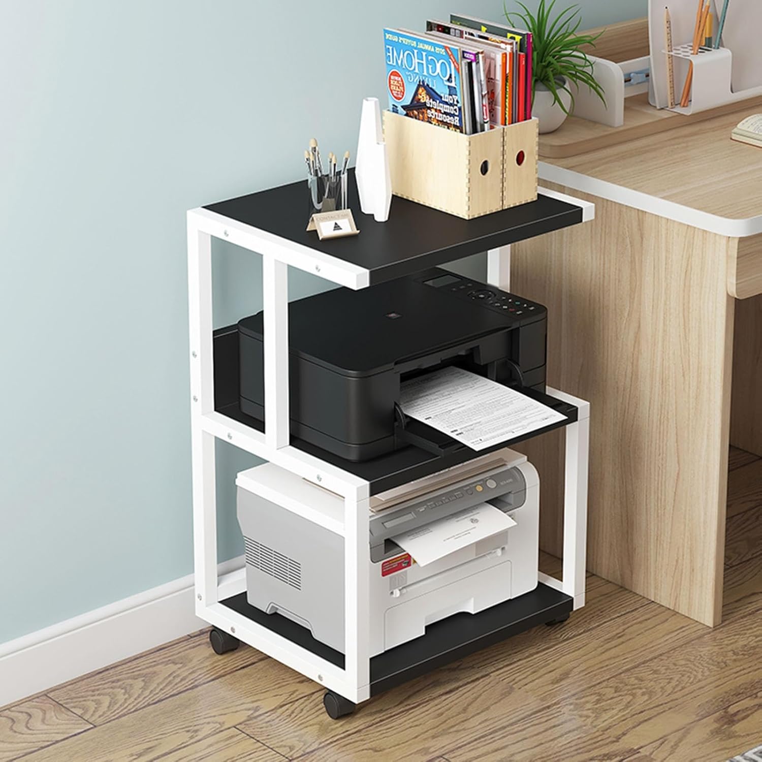 WUHUQN 5 Colors 3 Tier AV Media Cabinet Stand Component Cabinet