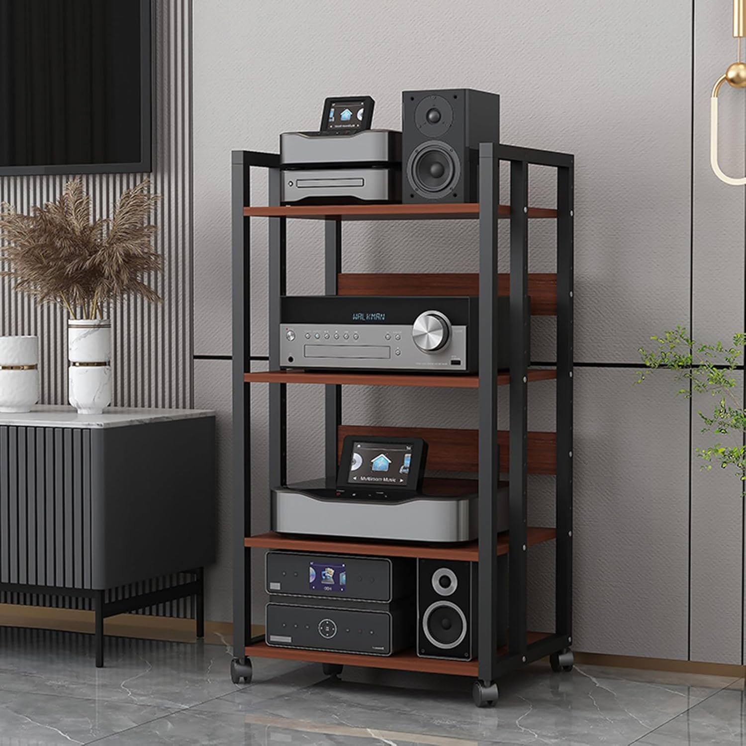 4/5-Tier Movable AV Media Stand Component Cabinet