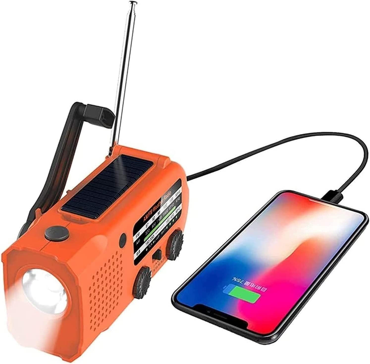 HCUCTOS Weather Radio 5000mAh Solar Hand Crank Emergency Radio Weather Alert Portable Radio with Flashl