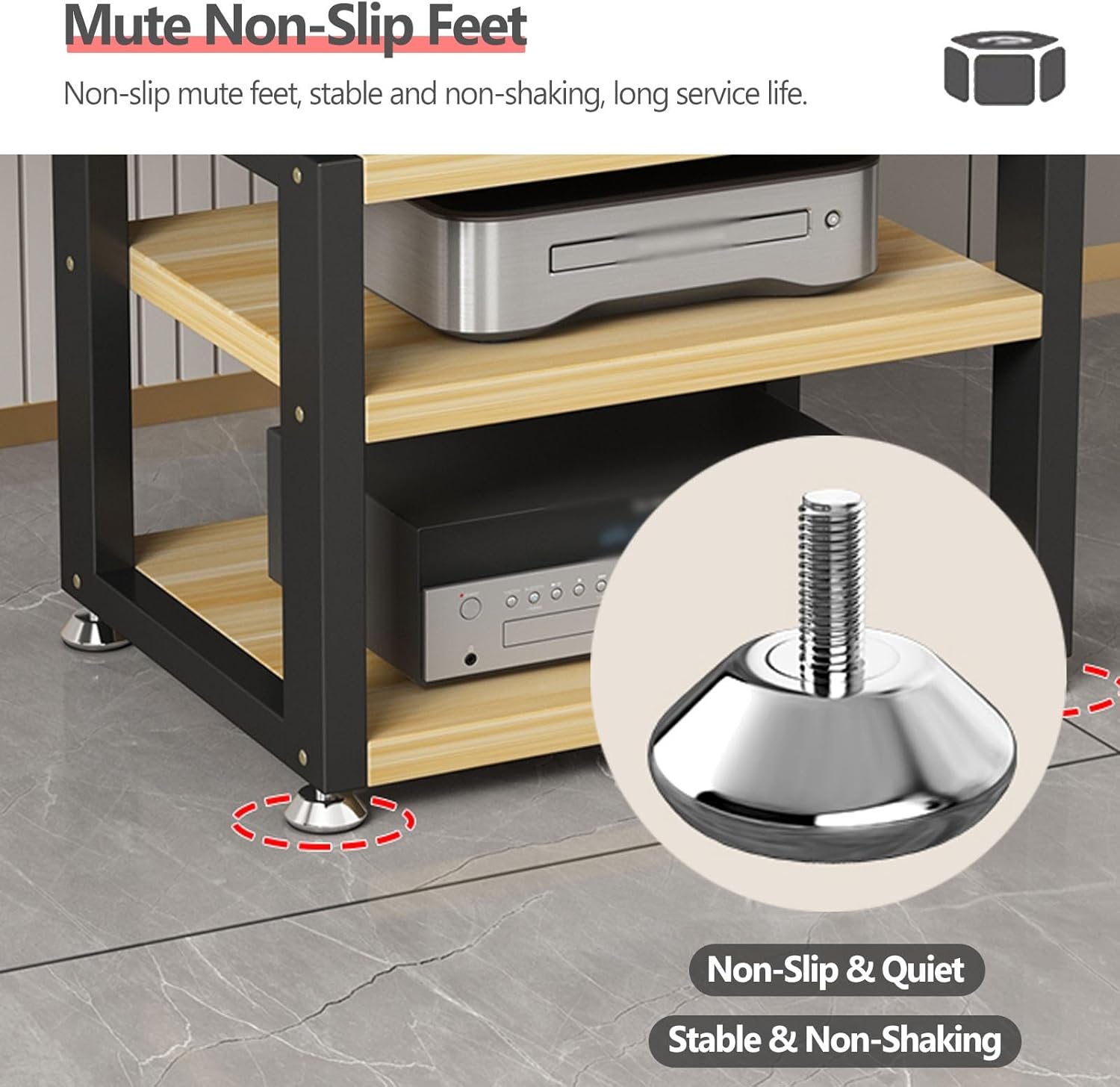 YLLFFLL Small Media Stereo Stand Equipment Shelf - Free Standing Home & Commercial Audio Component Rack - Entertainment Stand with 25mm Thickened Plate for Soundbar