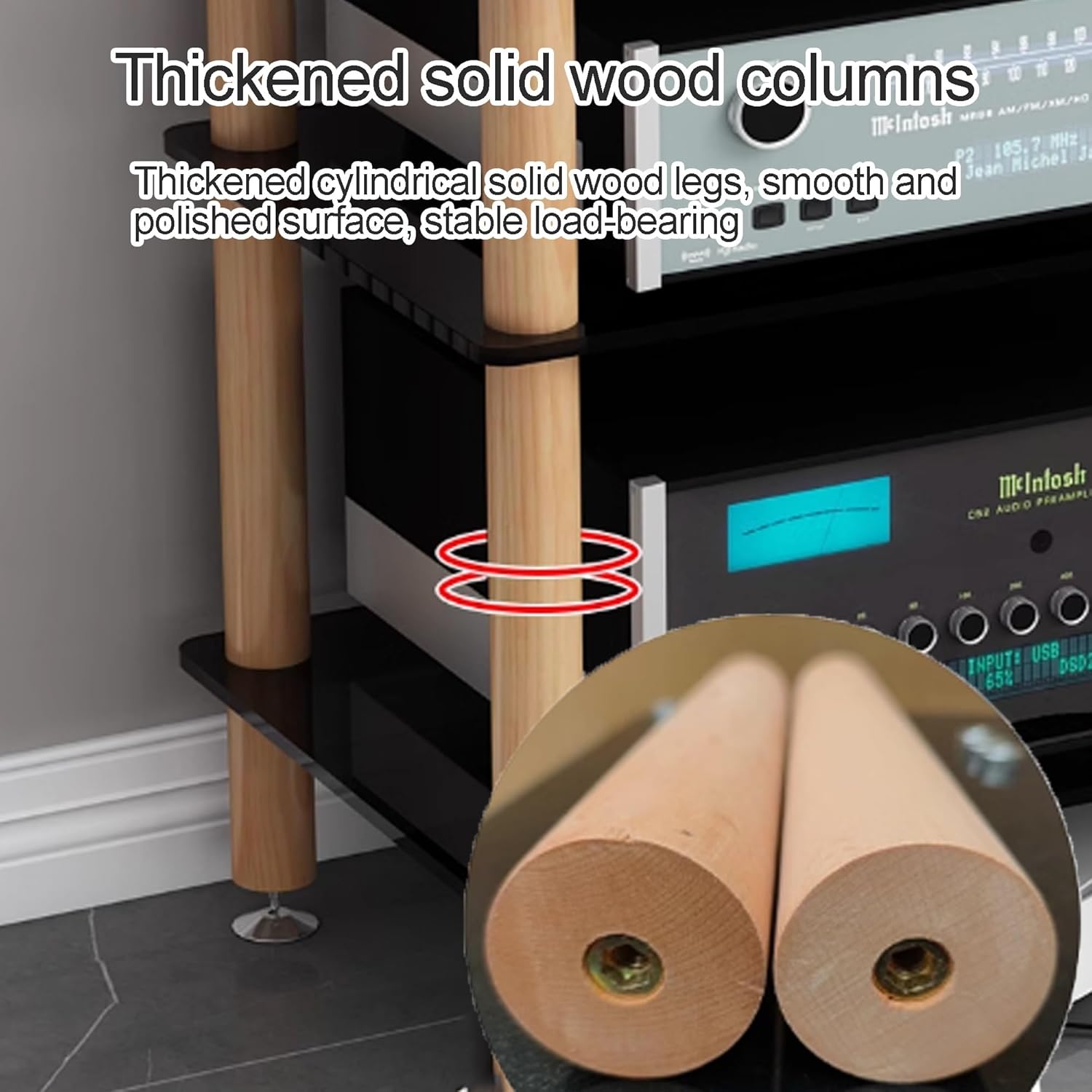 OVOGGPAN AV Stereo Cabinet Audio Rack Stand Tower Audio-Video Shelving Audio Tower Record Player Stand Media Storage Cabinet