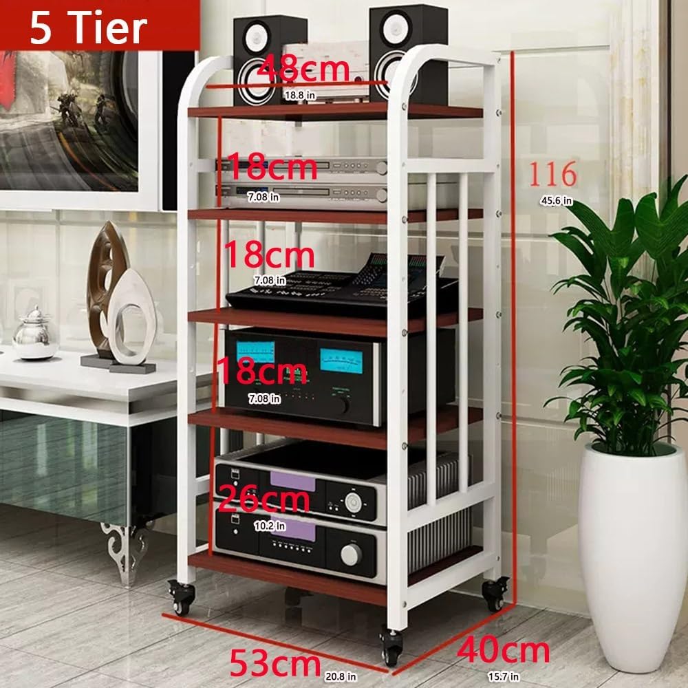 GenSDH 5Tier Audio Storage Rack Audio Rack Av Cabinet Media Stand Corner Tv Stand HiFi Components Cabinet Media Stereo Stand Shelves for DVD Players Game Console Tv Box