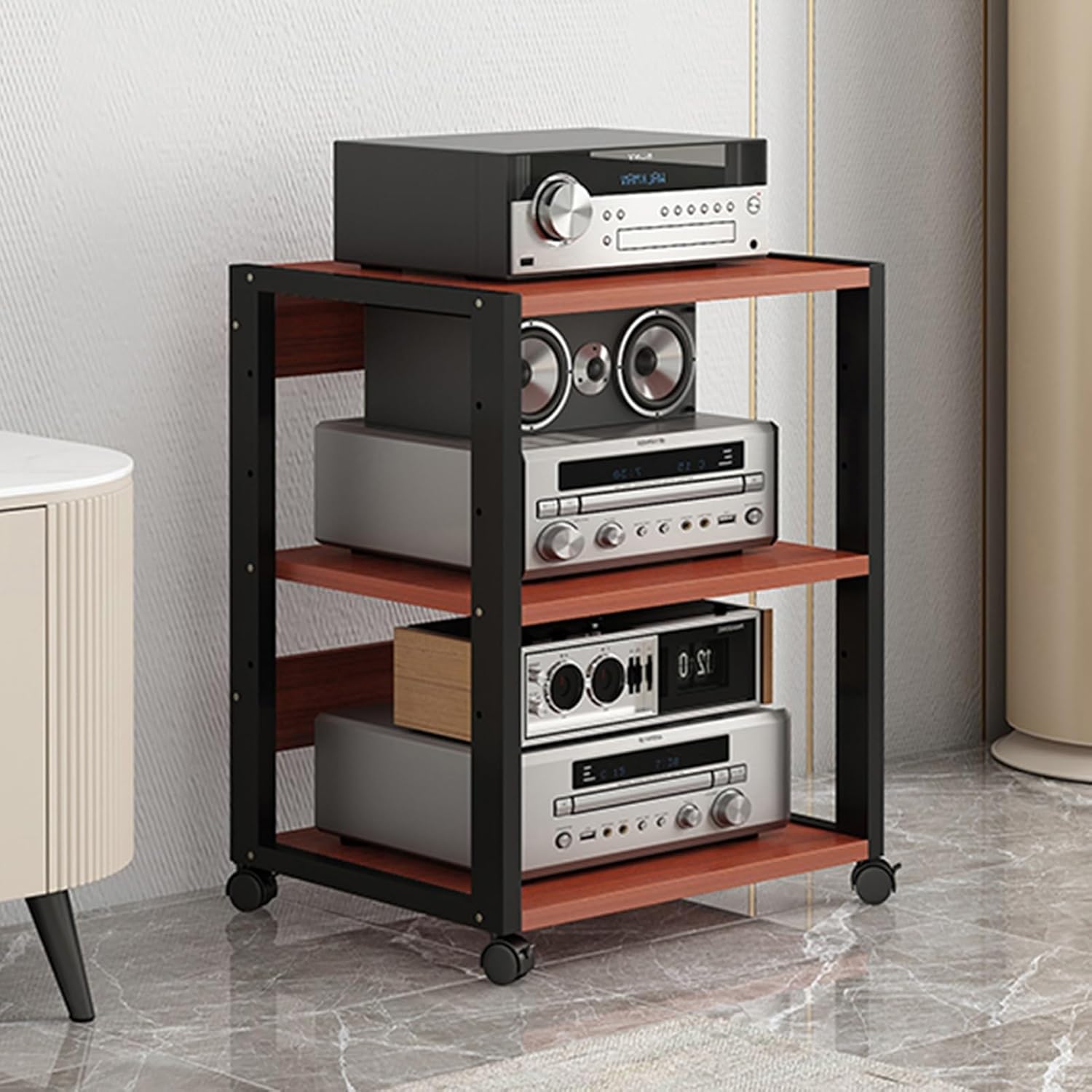 UYCVT Movable Media Stand 3/4-Tier Movable Av Media Stand Cd Player Stand Stereo Rack