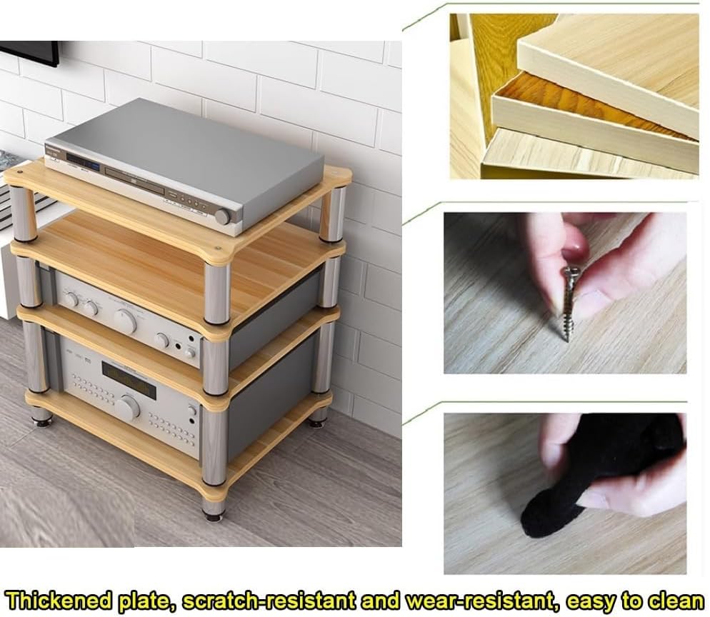 SHACNGI 3 Tier Av Media Stand Wood Shelf