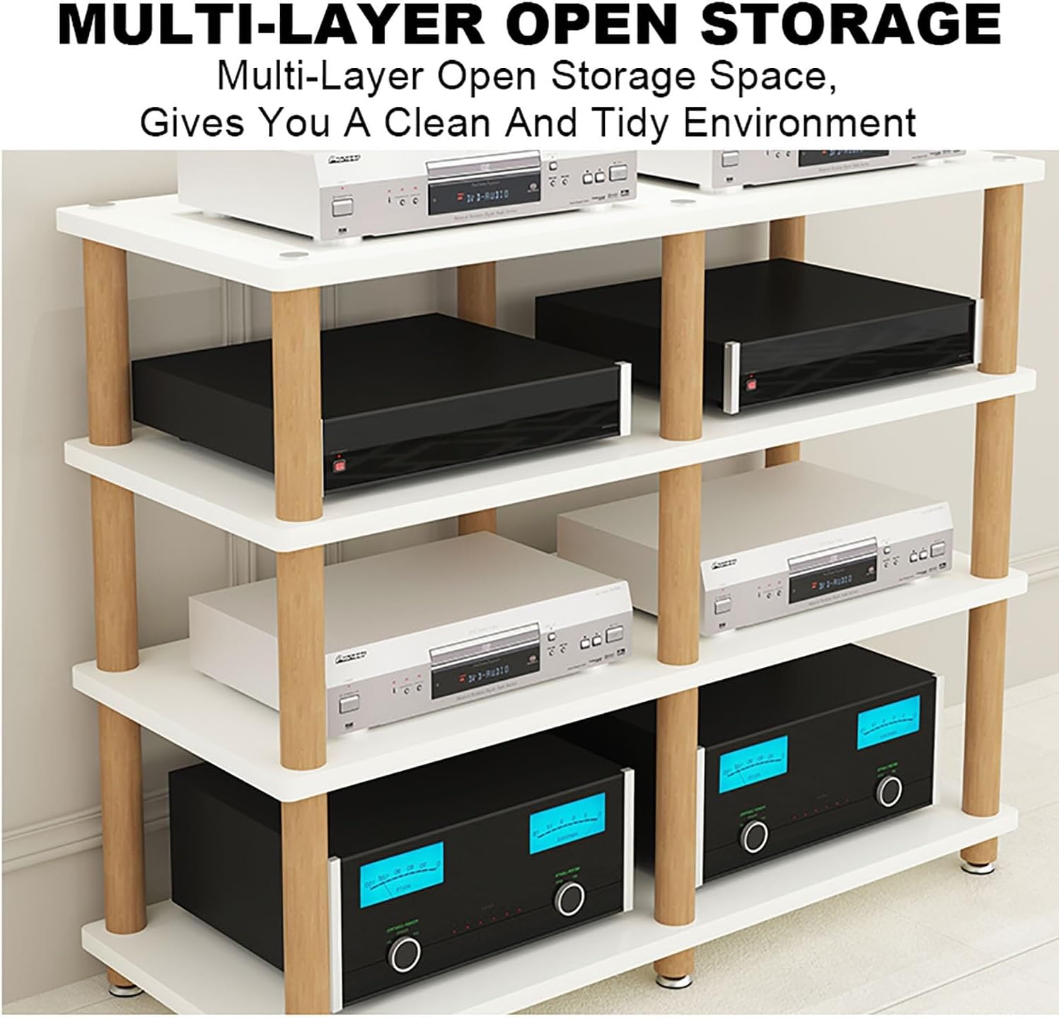 DLYZAYE Wood Media Stand with Power Strips